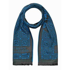 Versace Collection Black Petrole Blue Wool Blend